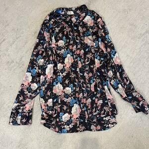 Torrid Madison Satin Button Up Blouse Light Box Floral Size 4 Plus Garden‎ chic